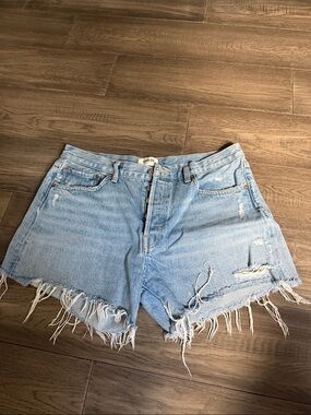 Agolde Light Wash High-Rise Cutoff Jean Shorts
